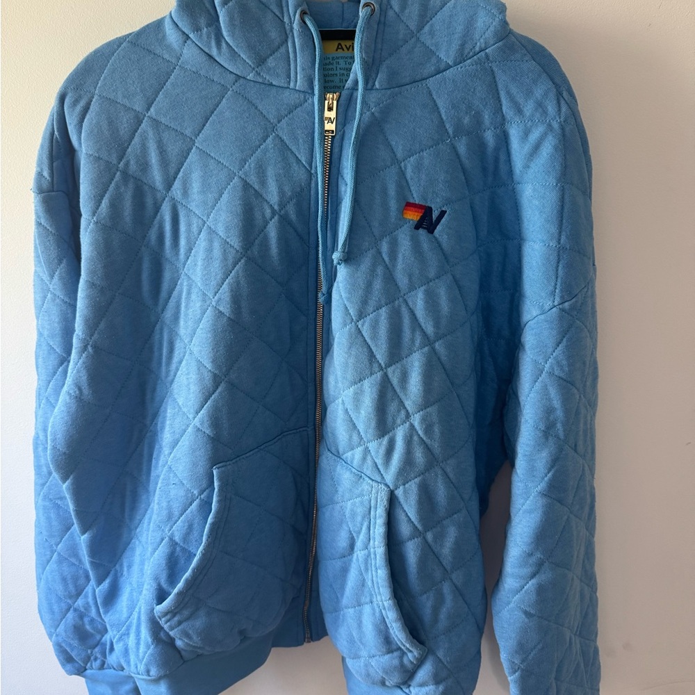 Aviator Nation Light Blue Quilted Hoodie